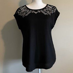 Apt. 9 Black Scoopneck Short Sleeve Blouse Small